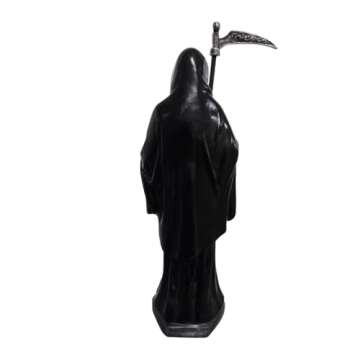 12" Black Santa Muerte Statue - Unique Hand Painted Art