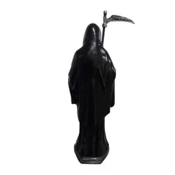 12" Black Santa Muerte Statue - Unique Hand Painted Art