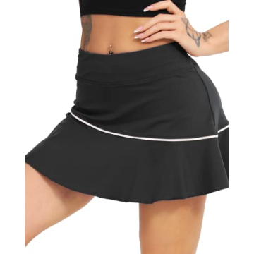Feazac Women Tennis Split Skirts with Inner Shorts - High Waist Athletic Golf Skirts with Pocket - A...