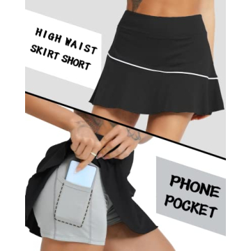 Feazac Women Tennis Skirts with Inner Shorts and Pocket