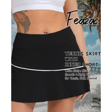 Feazac Women Tennis Skirts with Inner Shorts and Pocket