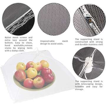Homealexa 6 Pack 17" Mesh Food Covers, Outdoor Pop-Up Food Screen for Camping/Picnic/BBQ/Parties, Reusable Food Protector Tent Keeping Out Flies Bugs