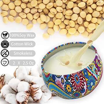 2 Pack Scented Candles, 2.5 oz Aromatherapy Candles for Home Scented, Natural Soy Candles with Flora...