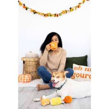 Pearhead Thanksgiving Dinner Dog Toys, Thanksgiving Toy Set for Dogs, Set of 3, Plush Dog Toys, Squeaky Dog Toy, Food Pet Toys
