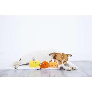 Pearhead Thanksgiving Dinner Dog Toys, Thanksgiving Toy Set for Dogs, Set of 3, Plush Dog Toys, Squeaky Dog Toy, Food Pet Toys