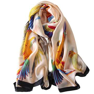 NUWEERIR Women's Luxurious 100% Silk Satin Scarf – Fashion Designer Wraps in Vibrant Colors
