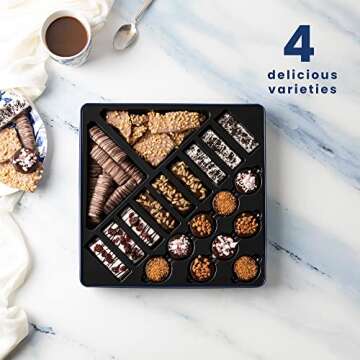 Valentines Day Cookie Tin Gift Baskets, Basket with Biscotti Cookies & Chocolate Truffles, Prime Gifts for Hime and Her Food Delivery Ideas Dad Graduation Teachers Large Gourmet Gift Tin