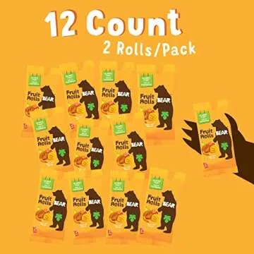 BEAR Real Fruit Snack Rolls, Mango – 12 Pack (2 Rolls Per Pack) – Gluten Free, Vegan, and Non-GMO – Healthy School And Lunch Snacks For Kids And Adults, 0.7 Ounce