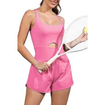 ReachMe Womens Running Onesie Workout Rompers Athletic Romper One Piece Outfits Exercise Jumpsuits G...