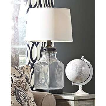 Signature Design by Ashley Sharolyn Modern Farmhouse 30.13" Glass Table Lamp, Silver