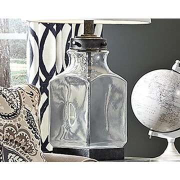 Signature Design by Ashley Sharolyn Modern Farmhouse 30.13" Glass Table Lamp, Silver