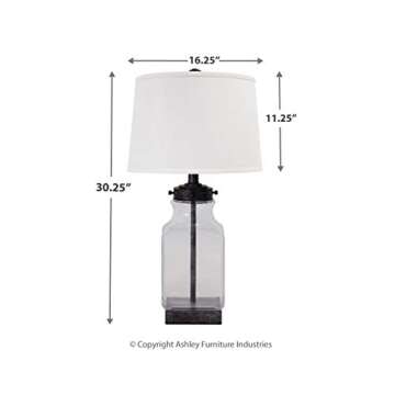 Signature Design by Ashley Sharolyn Modern Farmhouse 30.13" Glass Table Lamp, Silver