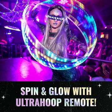 UltraHoop Remote LED Hoop - Wireless Control 60 Color Changing LED Lights w/ 300+ Modes & Patterns -...