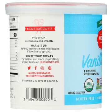 Miss Jones Organic Buttercream Frosting - Vegan Vanilla Delight