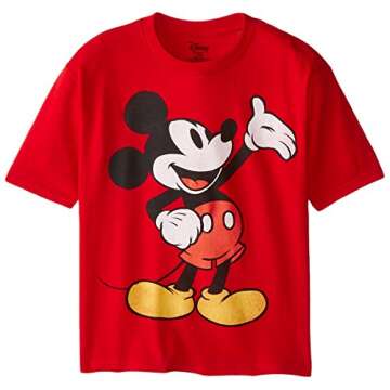 Disney Little Boys' Mickey Mouse Vintage Pose Short Sleeve T-Shirt, Red, 4