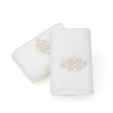 sense gnosis Luxury White Hand Towels Super Thick Soft Embroidered Decorative Hand Towel 100% Cotton...