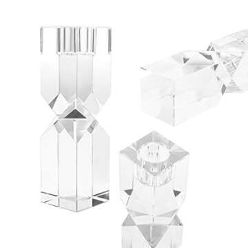 DONOUCLS Crystal Candle Holders Set of 3, Clear Taper Candle Holder Decor, Table Centerpieces for Home Party and Wedding Decoration(3.9''/5.9''/7.9'' Height)