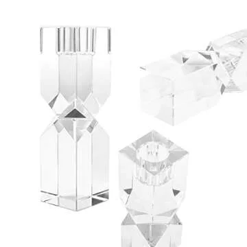 DONOUCLS Crystal Candle Holders Set of 3, Clear Taper Candle Holder Decor, Table Centerpieces for Home Party and Wedding Decoration(3.9''/5.9''/7.9'' Height)