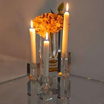 DONOUCLS Crystal Candle Holders Set of 3, Clear Taper Candle Holder Decor, Table Centerpieces for Home Party and Wedding Decoration(3.9''/5.9''/7.9'' Height)