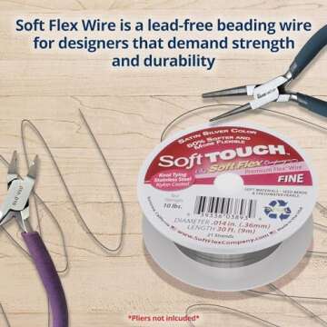Soft Flex 21 Strand Stringing Wire - Flexible Braided - Fine 0.14 Diameter - Jewelry Making Bead Wir...