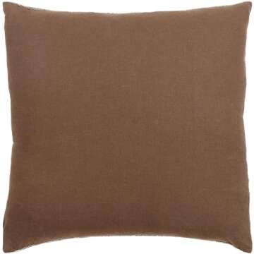 Livabliss x Becki Owens Modern Myrna Accent Pillow Cover with Down Insert, 22" L x 22" W, Brown