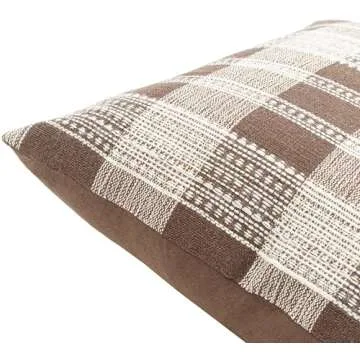 Livabliss x Becki Owens Modern Myrna Accent Pillow Cover with Down Insert, 22" L x 22" W, Brown