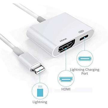 [Apple MFi Certified] Lightning to HDMI Digital AV Adapter,1080P Video & Audio Sync Screen Converter AV Adapter with Charging Port for iPhone HDMI Converter to HD TV/Projector/Monitor Support All iOS