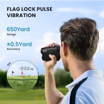 ACEGMET Golf Rangefinder, USB Charging Range Finder Golf, 650 Yards Golf Range Finder, Flag Lock and...