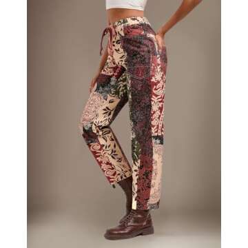 Kedera Womens Low Rise Barrel Jeans Wide Leg Drawstring Vintage Denim Pants Horseshoe Cropped Jeans with Patch Pockets Brown