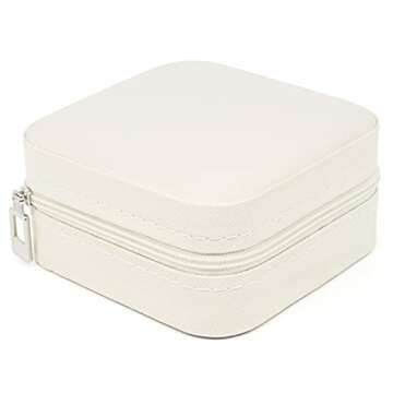 KEINE MARKE Small Jewelry Box, Travel Portable Jewelry Case for Ring, Pendant, Earring, Necklace, Bracelet Organizer Storage Holder Boxes, 1 pcs (white)
