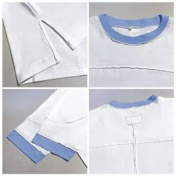 Songling Womens 3/4 Length Sleeve Casual Loose Fit Summer Tee Shirt Basics Cotton t Shirts Trendy Tops(White,L)