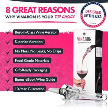 VINABON Wine Aerator Pourer Spout 2025 – Professional Wine Aerator Attaches to Bottle for Improved...
