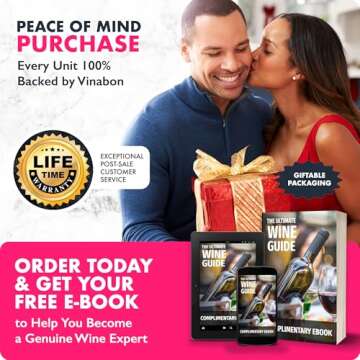 VINABON Wine Aerator Pourer Spout 2025 – Professional Wine Aerator Attaches to Bottle for Improved Flavor, Enhanced Bouquet, and Rich Finish. No-Drip, Spill-Free Design. Includes Wine Guide eBook.