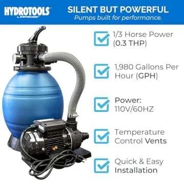 Swimline 1980 GPH Above Ground Pool Sand Filter Pump for INTEX & Bestway Pools, Hydrotools