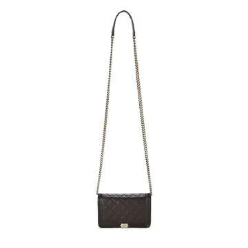 Chanel Pre-Loved Brown Quilted Caviar Boy Wallet on Chain - Timeless Elegance