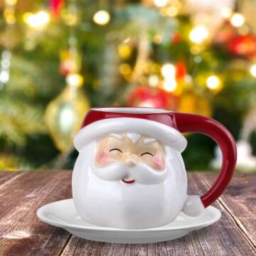 Comfy Hour Joyful Holiday Collection 7" Christmas Santa Mug, Cup for One, Winter Decoration, Ceramic