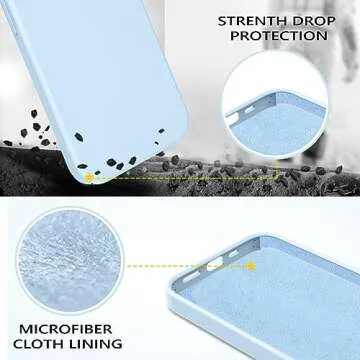 GUAGUA Compatible with iPhone 13 Pro Max Case 6.7 Inch Liquid Silicone Soft Gel Rubber Slim Microfiber Lining Cushion Texture Cover Shockproof Protective Phone Case for iPhone 13 Pro Max, Light Blue