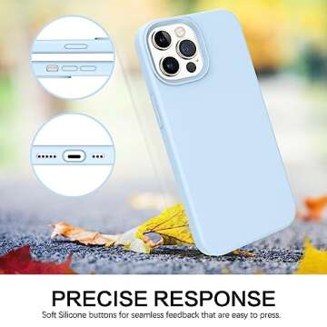 GUAGUA Compatible with iPhone 13 Pro Max Case 6.7 Inch Liquid Silicone Soft Gel Rubber Slim Microfiber Lining Cushion Texture Cover Shockproof Protective Phone Case for iPhone 13 Pro Max, Light Blue