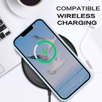 GUAGUA Compatible with iPhone 13 Pro Max Case 6.7 Inch Liquid Silicone Soft Gel Rubber Slim Microfiber Lining Cushion Texture Cover Shockproof Protective Phone Case for iPhone 13 Pro Max, Light Blue