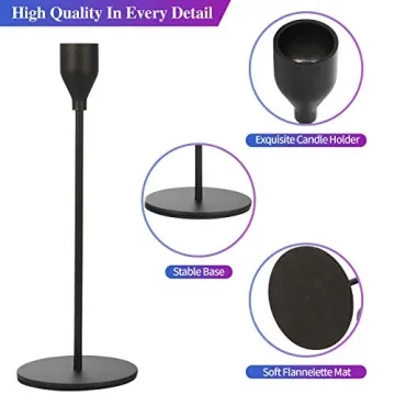 Anndason Set of 3 Elegant Black Candlestick Holders