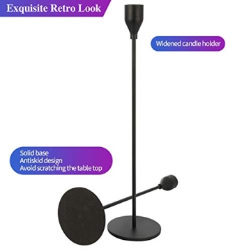 Anndason Set of 3 Elegant Black Candlestick Holders