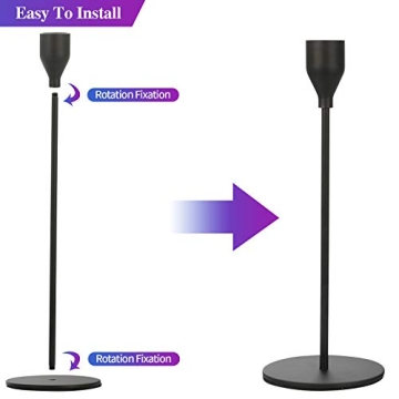 Anndason Set of 3 Elegant Black Candlestick Holders