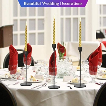 Anndason Set of 3 Elegant Black Candlestick Holders