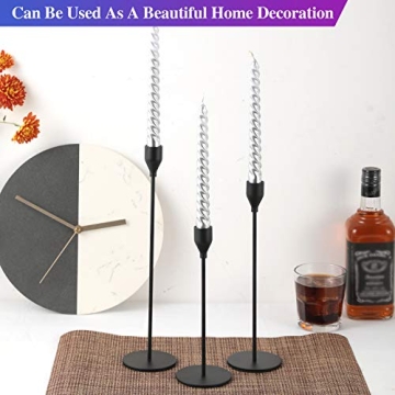 Anndason Set of 3 Elegant Black Candlestick Holders