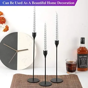 Anndason Set of 3 Elegant Black Candlestick Holders