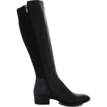 Kenneth Cole Women's Levon Knee High Boot, Black Leather, 7.5