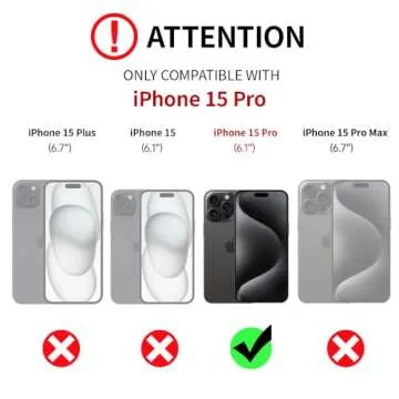 LAMEEKU for iPhone 15 Pro Case Wallet, Crossbody Wallet Case with Card Holder, Quilted Leather Zippe...