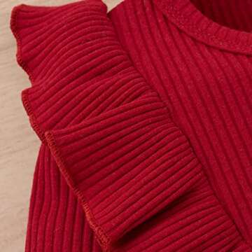 Kupretty Toddler Baby Girl Fall Winter Clothes Solid Knit Ruffle Pullover Tops Corduroy Mini Skirts ...
