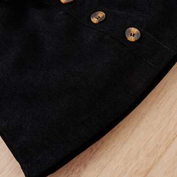 Kupretty Toddler Baby Girl Fall Winter Clothes Solid Knit Ruffle Pullover Tops Corduroy Mini Skirts Outfits (W Red Tops Black Corduroy Skirt Set, 3-4T)