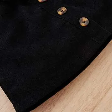 Kupretty Toddler Baby Girl Fall Winter Clothes Solid Knit Ruffle Pullover Tops Corduroy Mini Skirts Outfits (W Red Tops Black Corduroy Skirt Set, 3-4T)